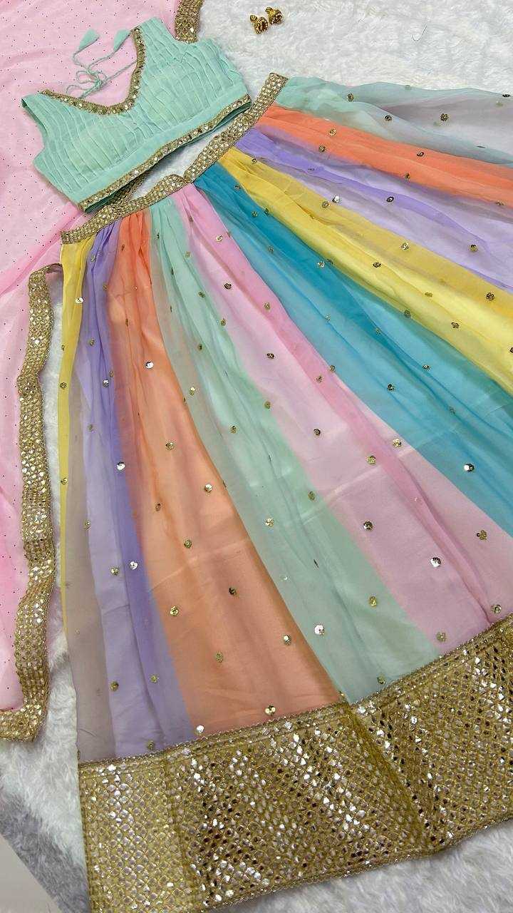 YNF GEORGETTE  KESH270 63 LEHEANGA WHOLESALEGEORGETTE ZARI SEQUINS LEHENGA MANUFACTURER - Deevit International