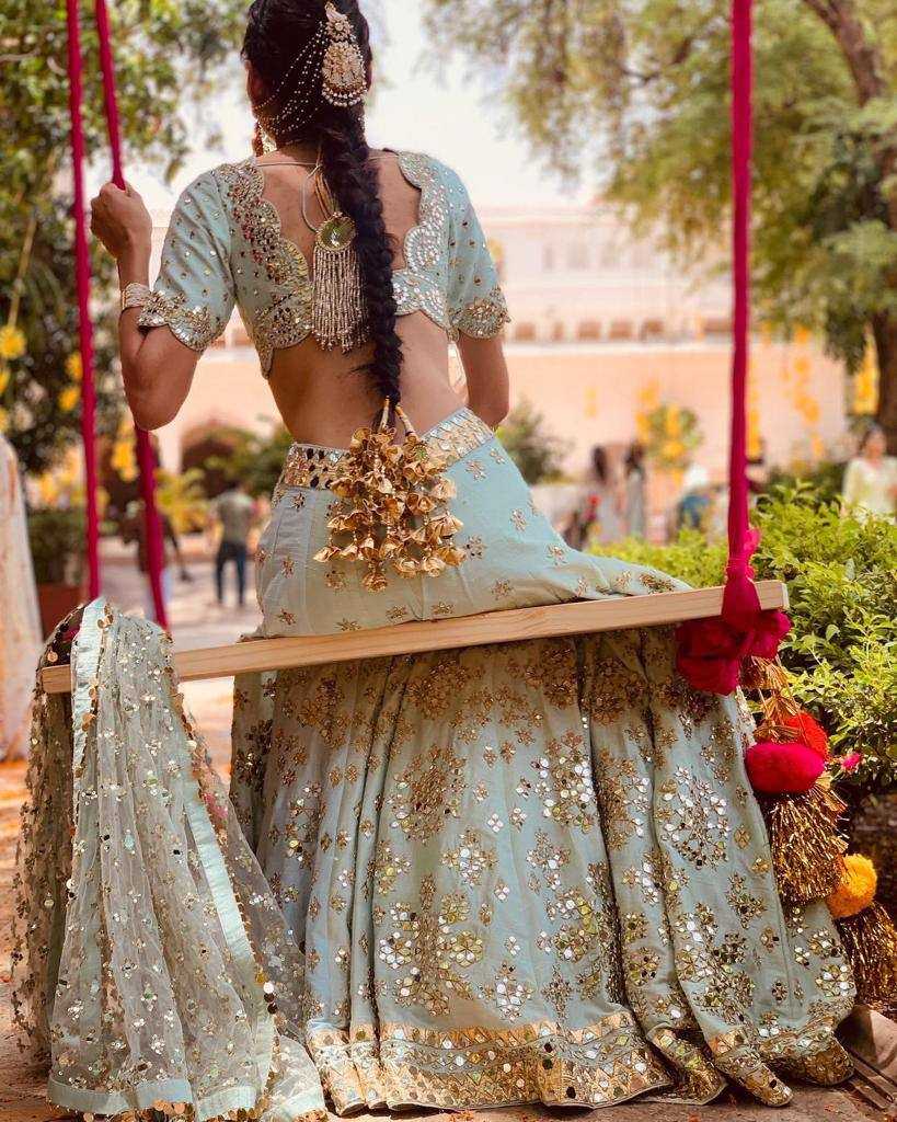 YNF MULBERRY KESH270 H5 LEHENGAS WHOLESALE SILK ZARI & MIRROR WORK LEHENGA MANUFACTURER  - Deevit International