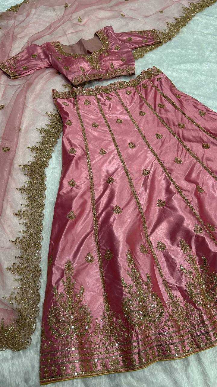 YNF SATIN KESH270 59 LEHENGA  WHOLESALE ZARI SATIN SEQUINS LEHENGA MANUFACTURER - Deevit International